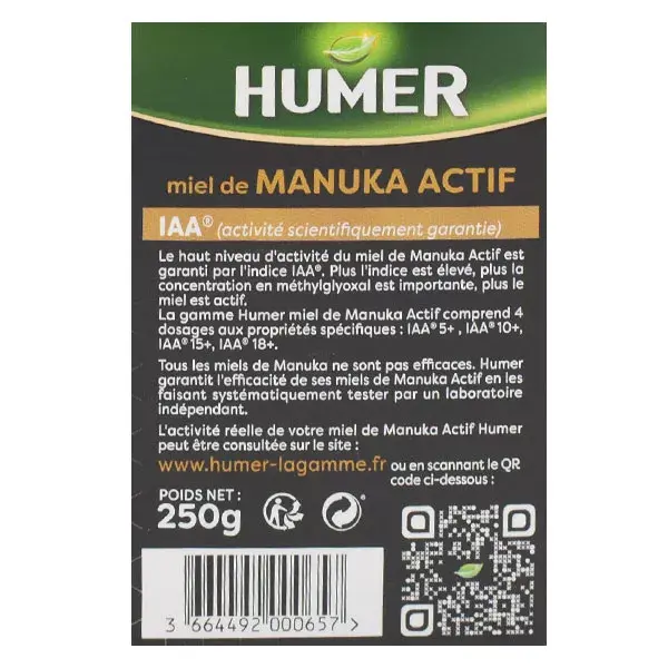 Mel de Manuka Ativo Humer IAA® 10+ 100% Puro - Pote de 250g