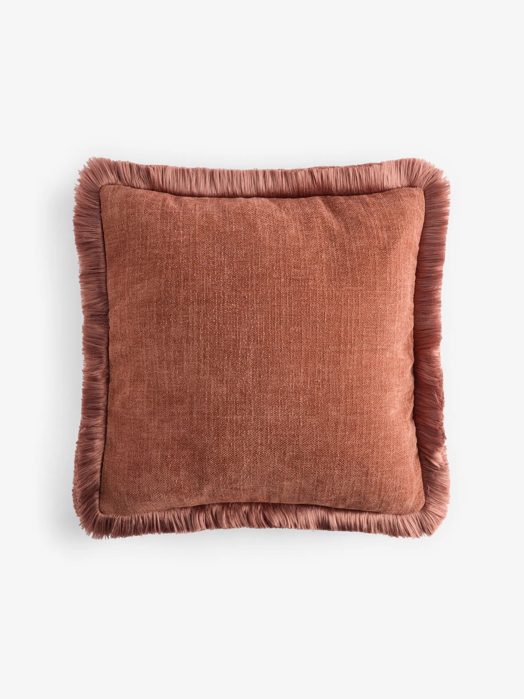 Chunky Fringe Velvet Chenille Reversible Cushion