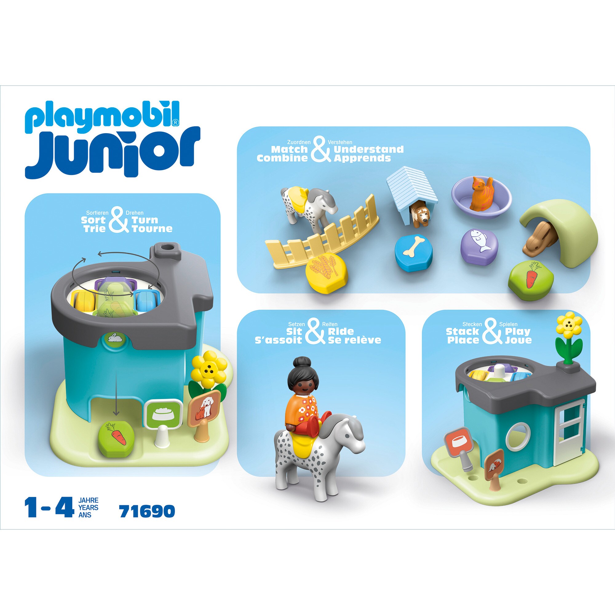 PLAYMOBIL Konstruktionsspielzeug Junior: Tierpension mit Futterspender