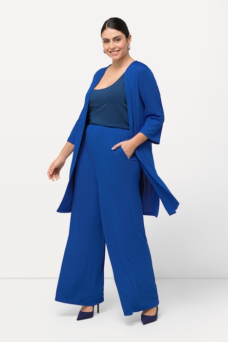 Marlenehose Mary, weites Bein, Elastikbund, Rippjersey
