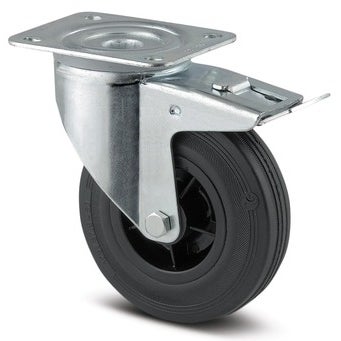 TENTE 3477 PVJ 080 P62 zwart zwenkwiel met rem 80 mm
