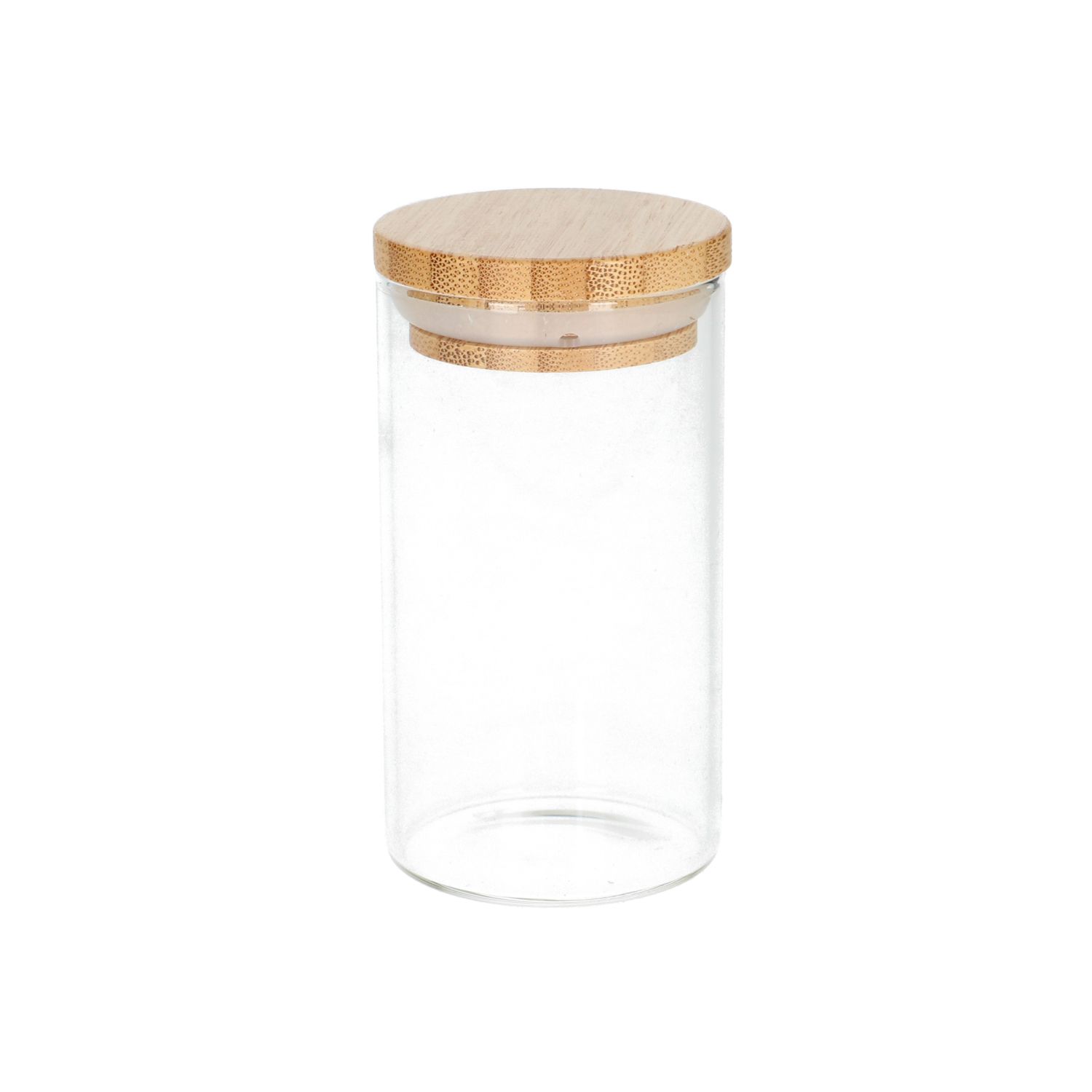 Kruidenpotje rond, hittebestendig glas, bamboe dop120 ml