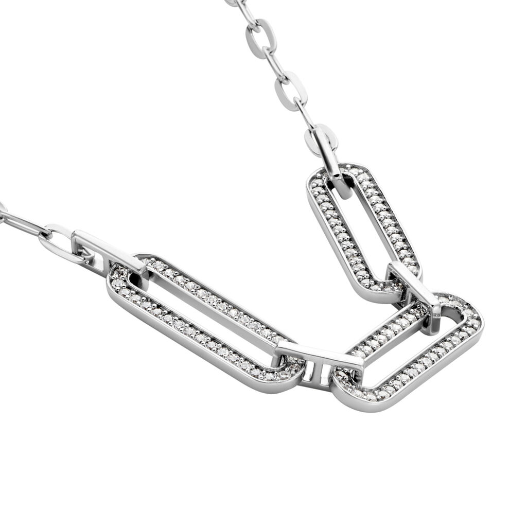 Collier Trait D'union Argent Blanc Oxyde De Zirconium