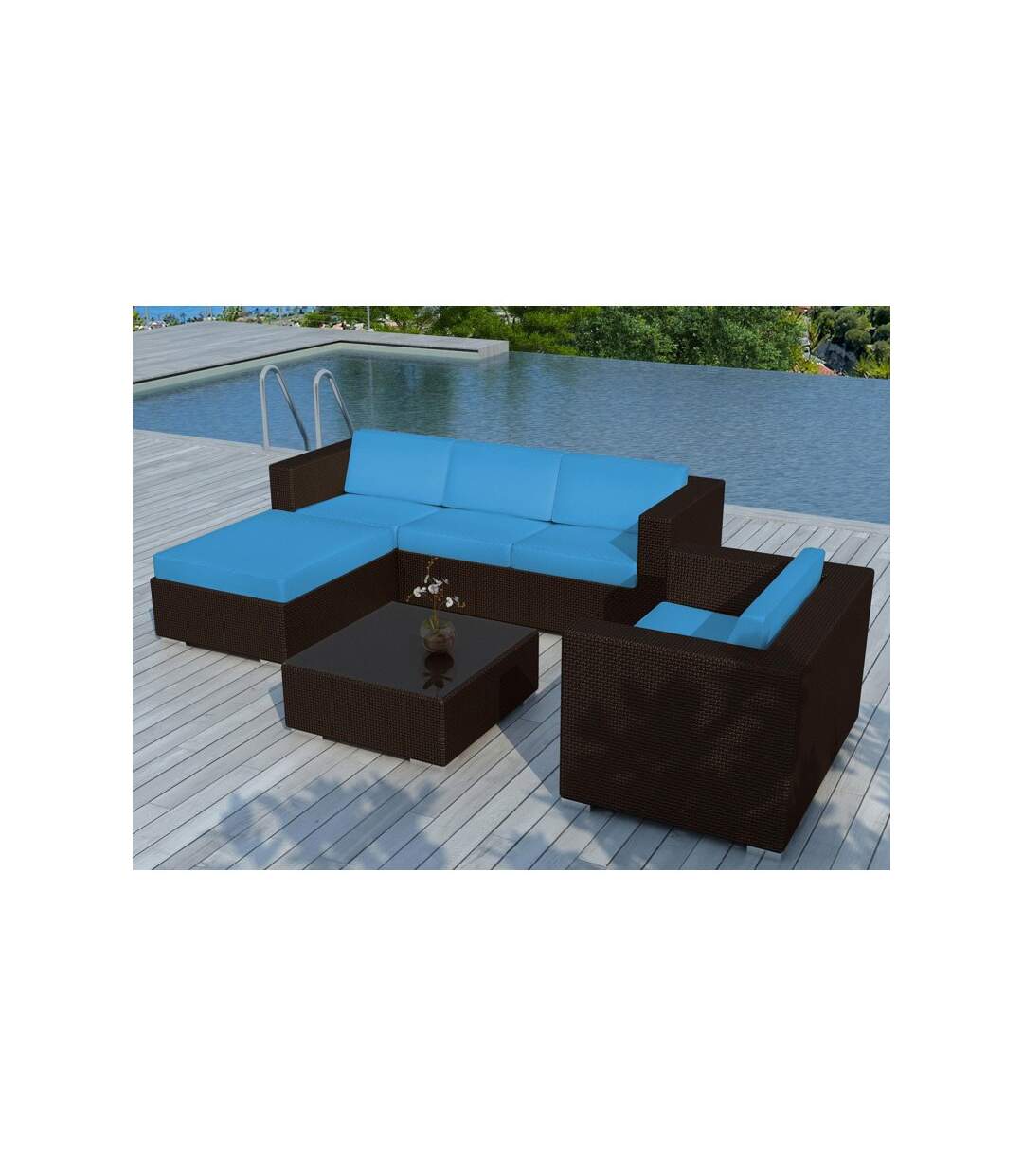 Paris Prix - Salon De Jardin En Résine valentino Bleu & Marron