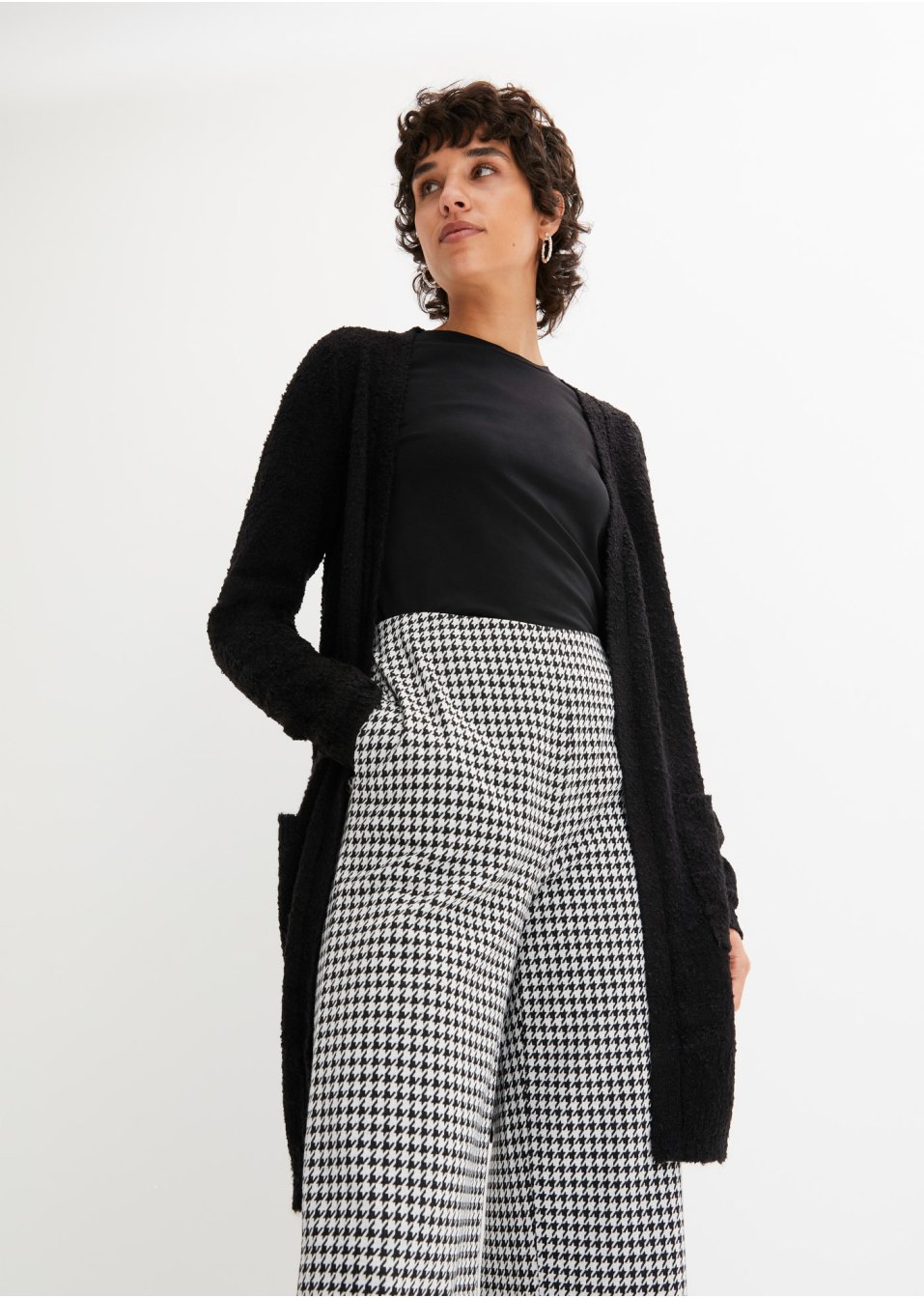 Gilet long en maille bouclée