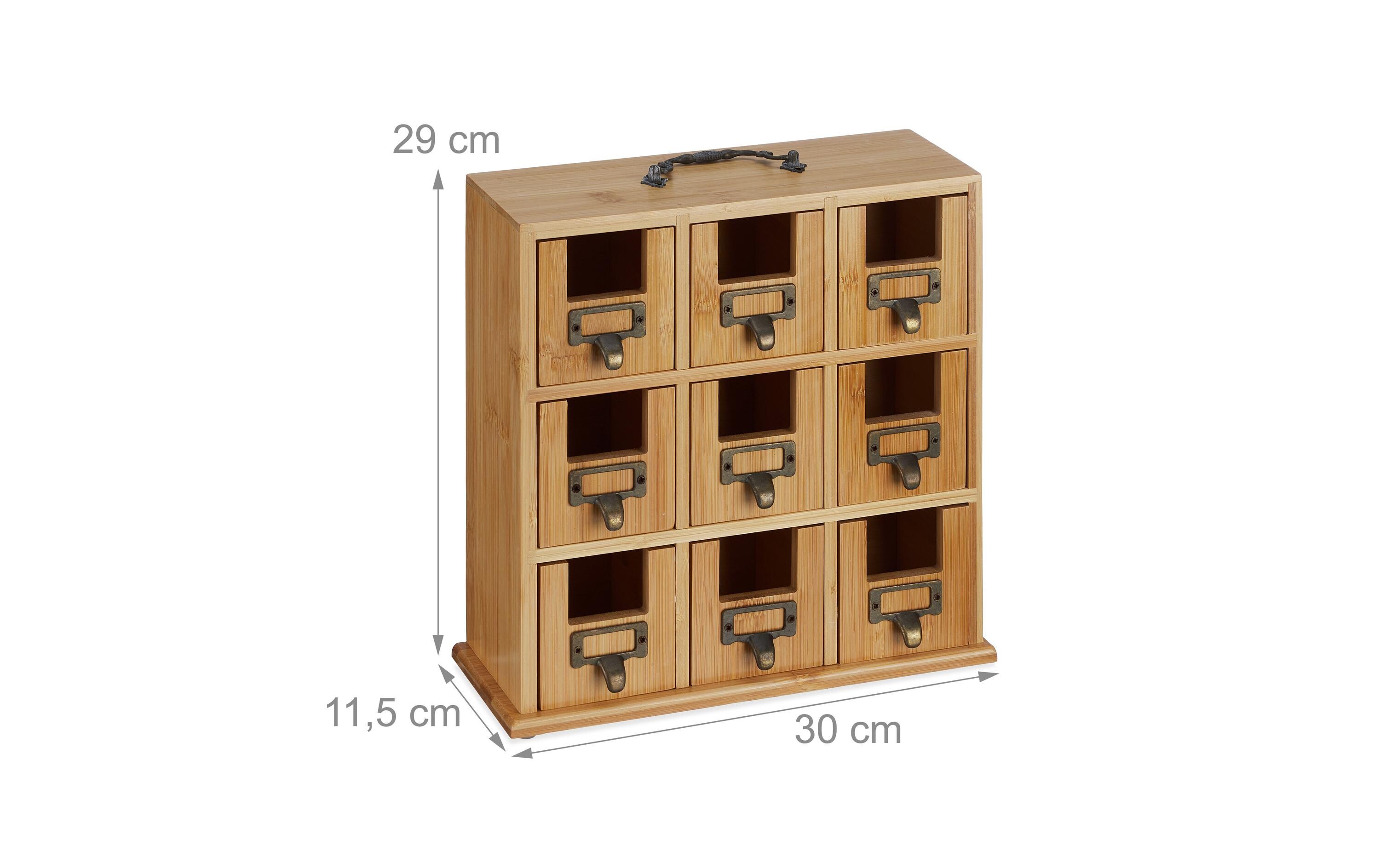 Teebeutel-Box Hellbraun/KupferÜbersichtlicher Teebeutel-Organizer aus Bambus