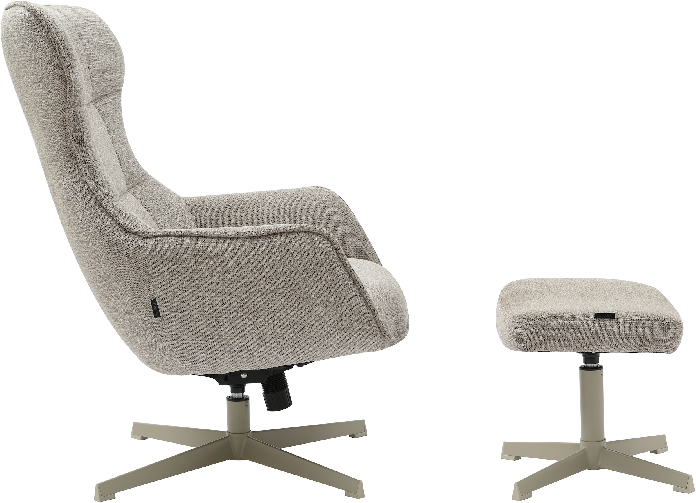 INOSIGN Drehsessel »DEGAN Ohrensessel mit Hocker im Set« Relaxsessel mit 360-Grad-Drehfunktion u. Hocker, Webstoff