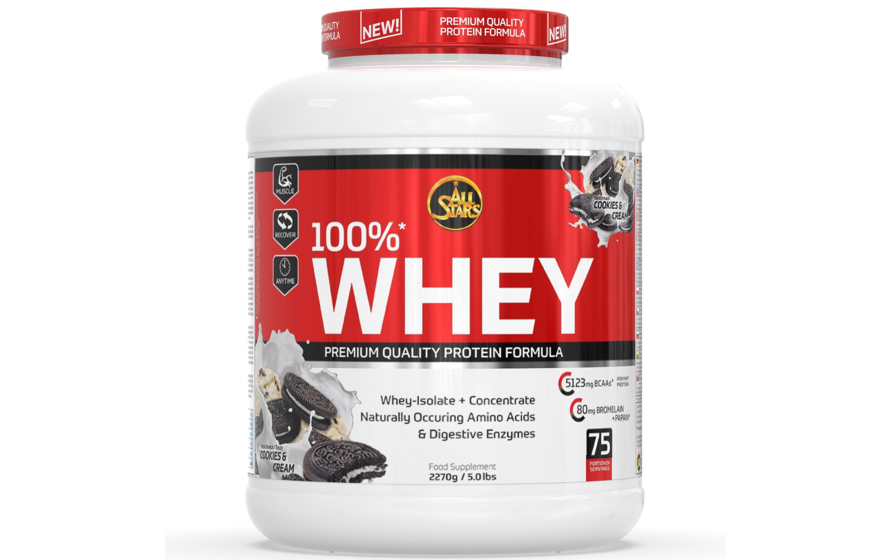 Pulver Whey Protein 100% Cookie & Cream 2270 gGut lösliches Whey Protein Pulver