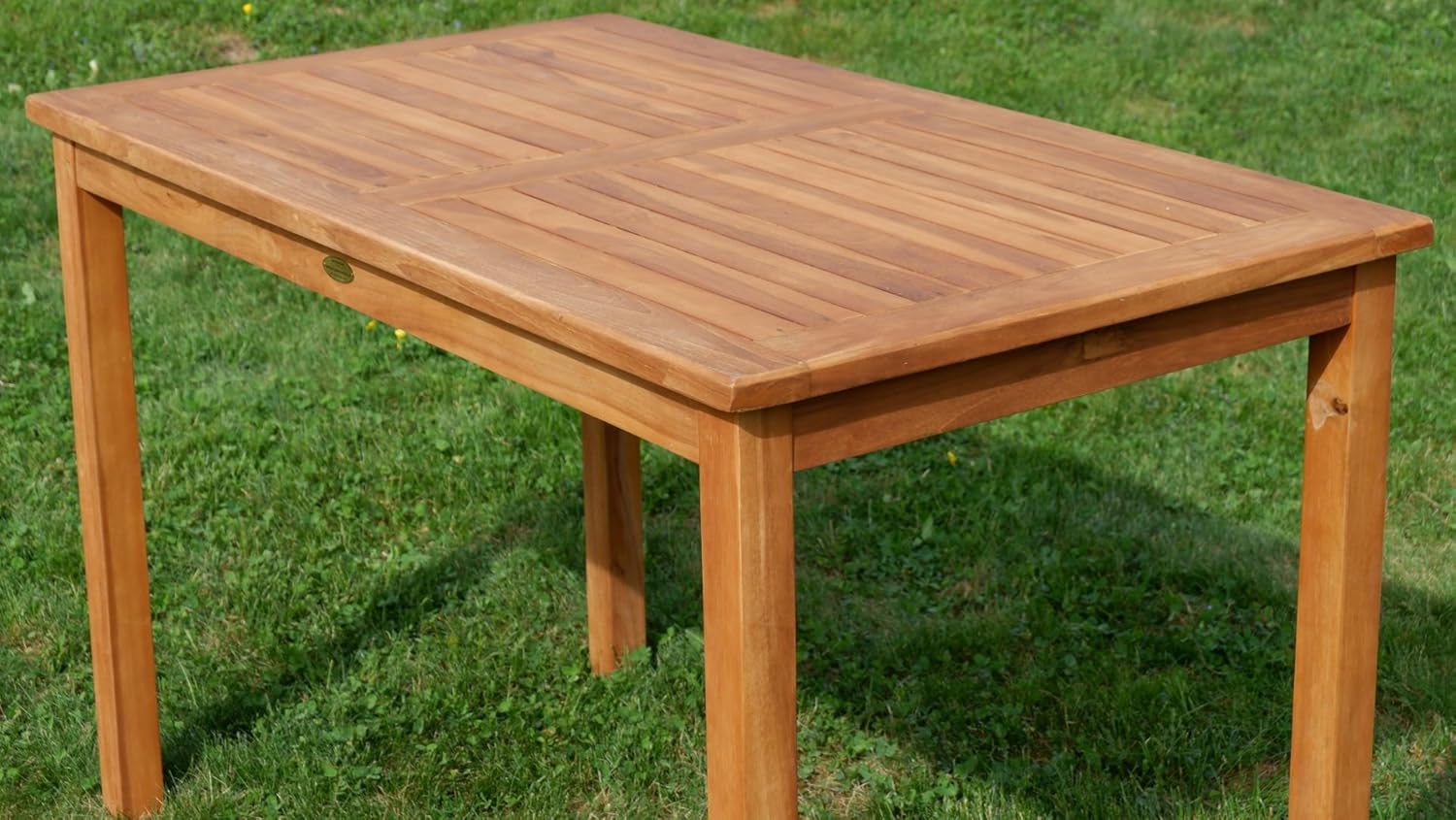 ALEOS. echt Teak Holztisch 120x70 cm Gartenmöbel Gartentisch Garten Tisch Holz sehr robust aus der Serie Alpen