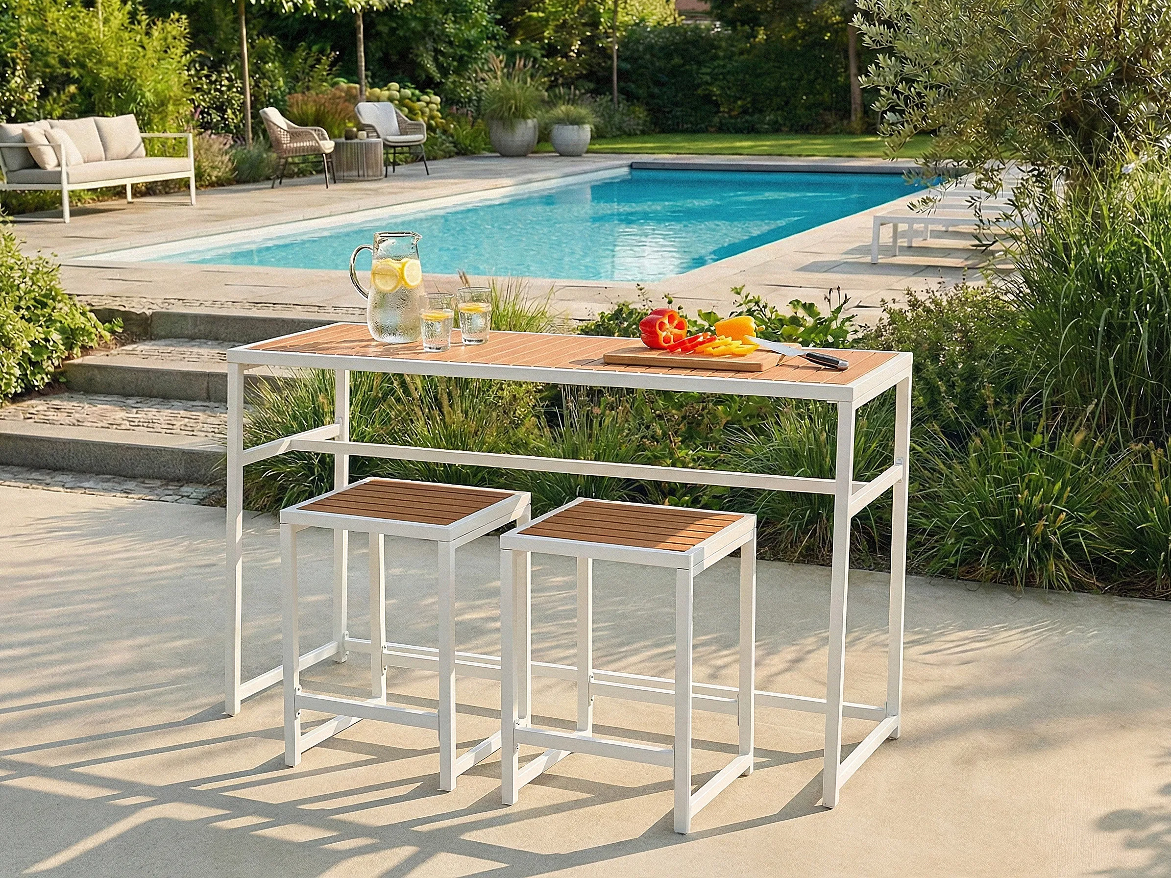 Tuin bartafel AVETRANA 150 cm 50 cm Bruin/wit