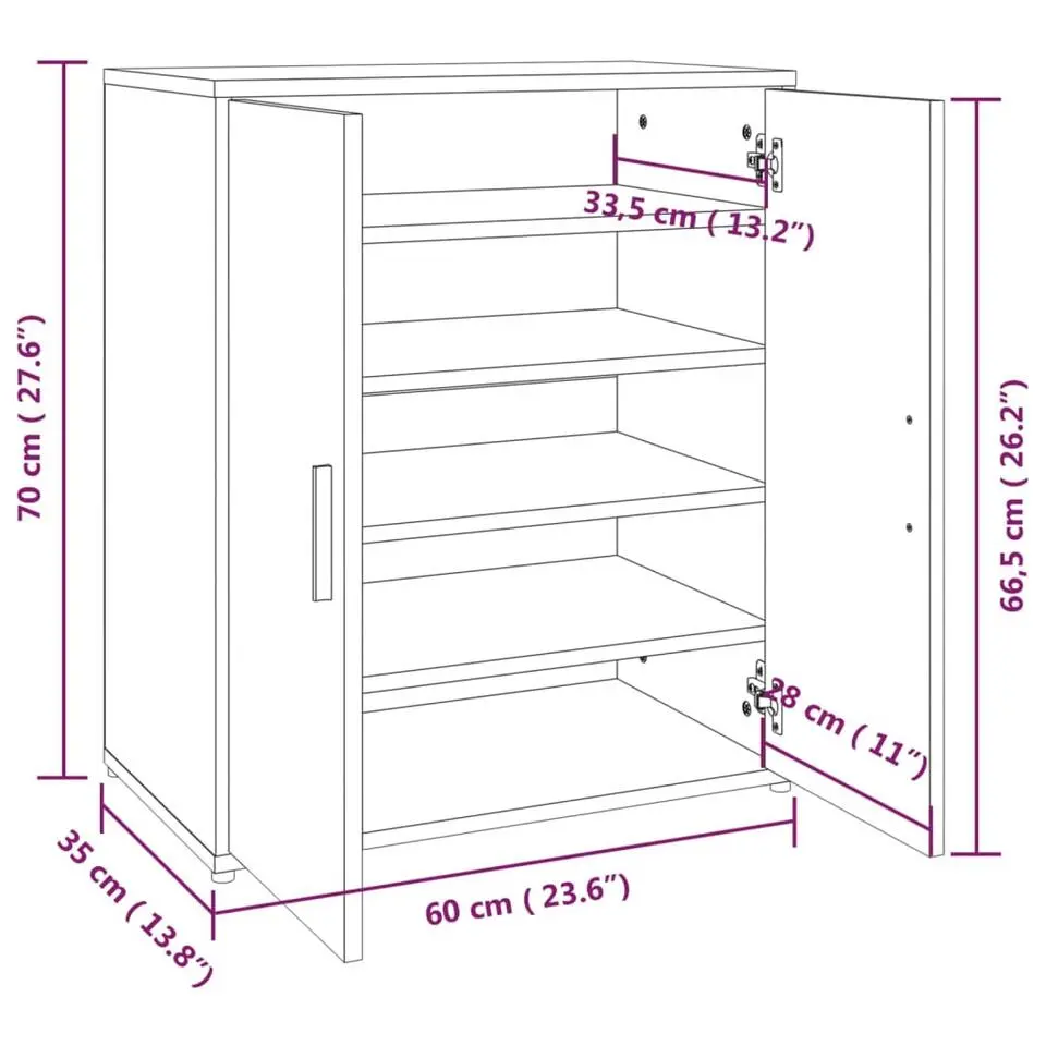 vidaXL - Schoenenrek - Grijs - Bewerkt hout - 60 x 35 x 70 cm