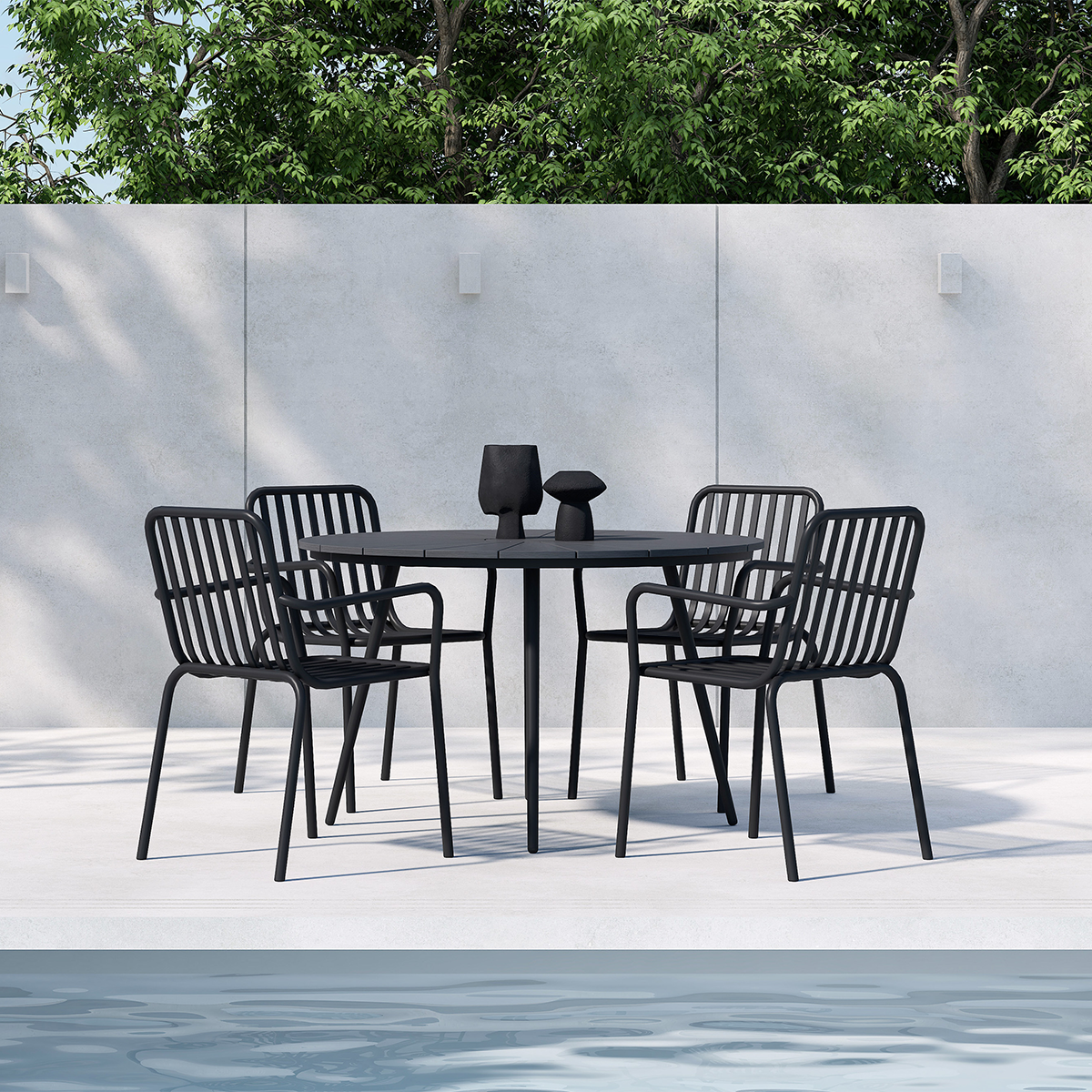 Ronde tuintafel Denzel Zwart