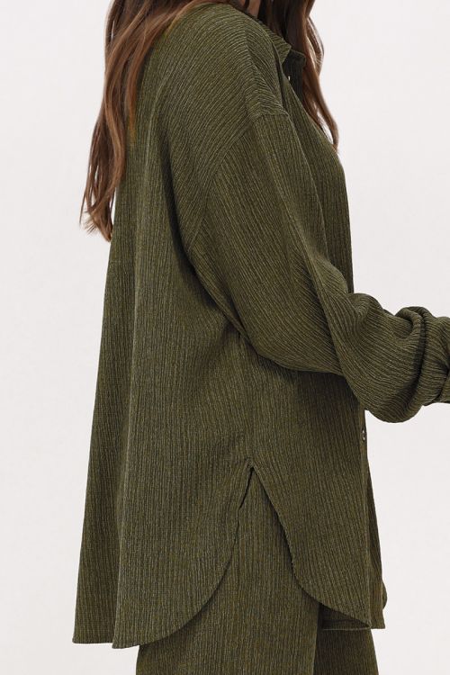 Groene oversized blouse met knopen