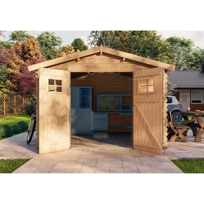 Abri de jardin meribel de 10 m² en bois de pin ép. 19 mm