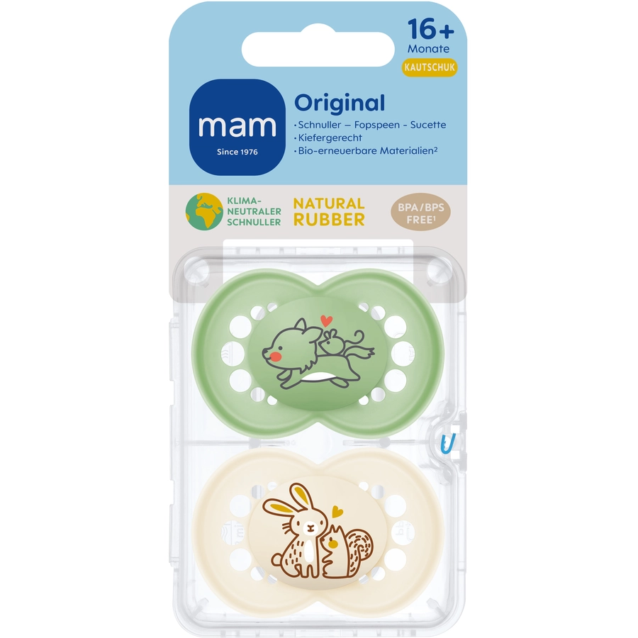 MAM Schnuller Original Latex, 2 Stk., WolfHase, 16+ Monate