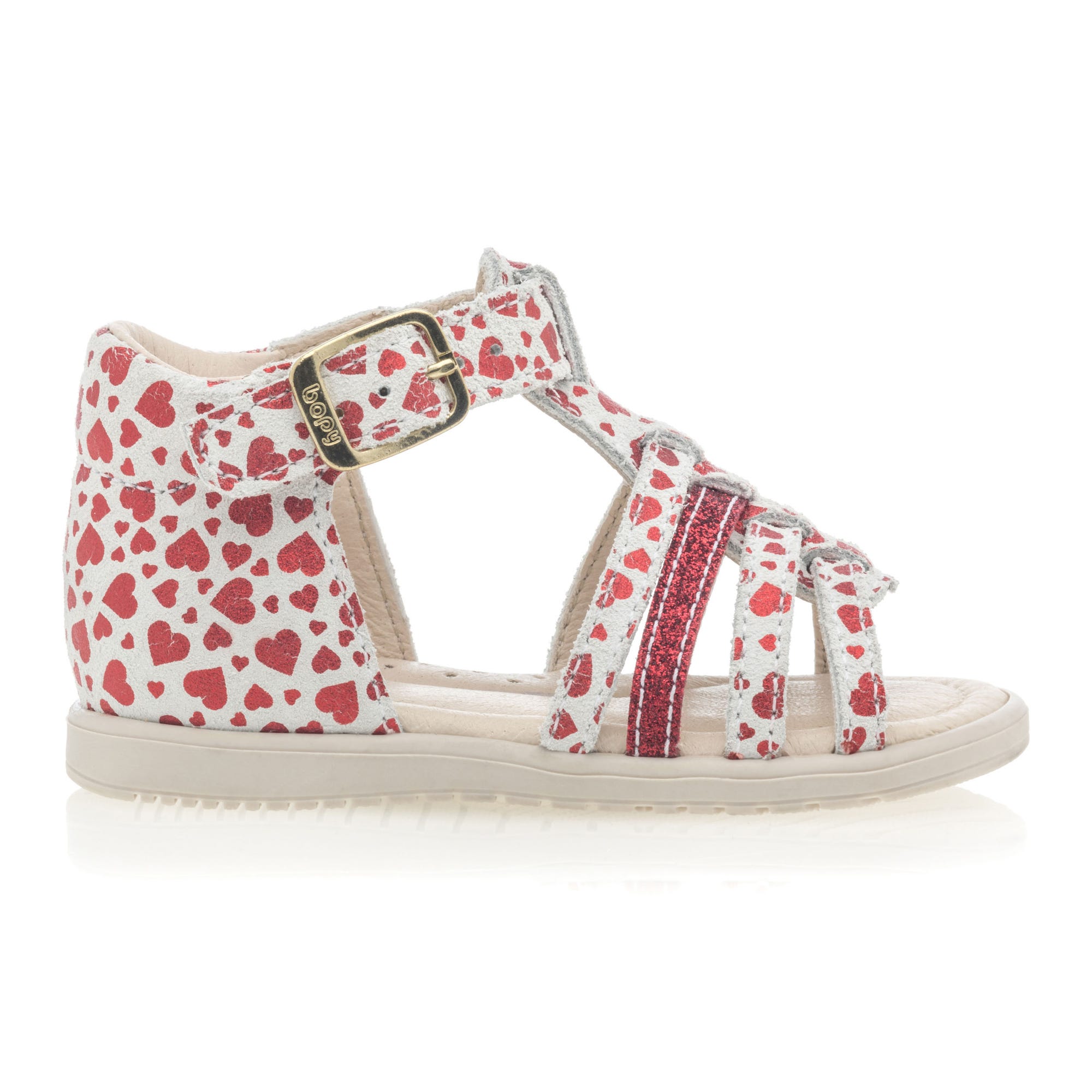 Nu-pieds Bébé fille en cuir rouge