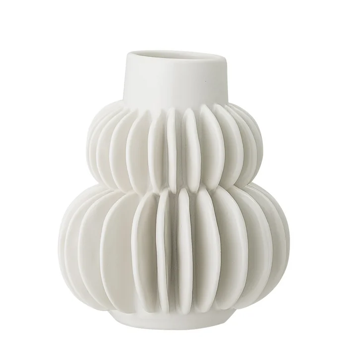 Bloomingville - Steingutvase Ø 11,5 x 14 cm, weiss