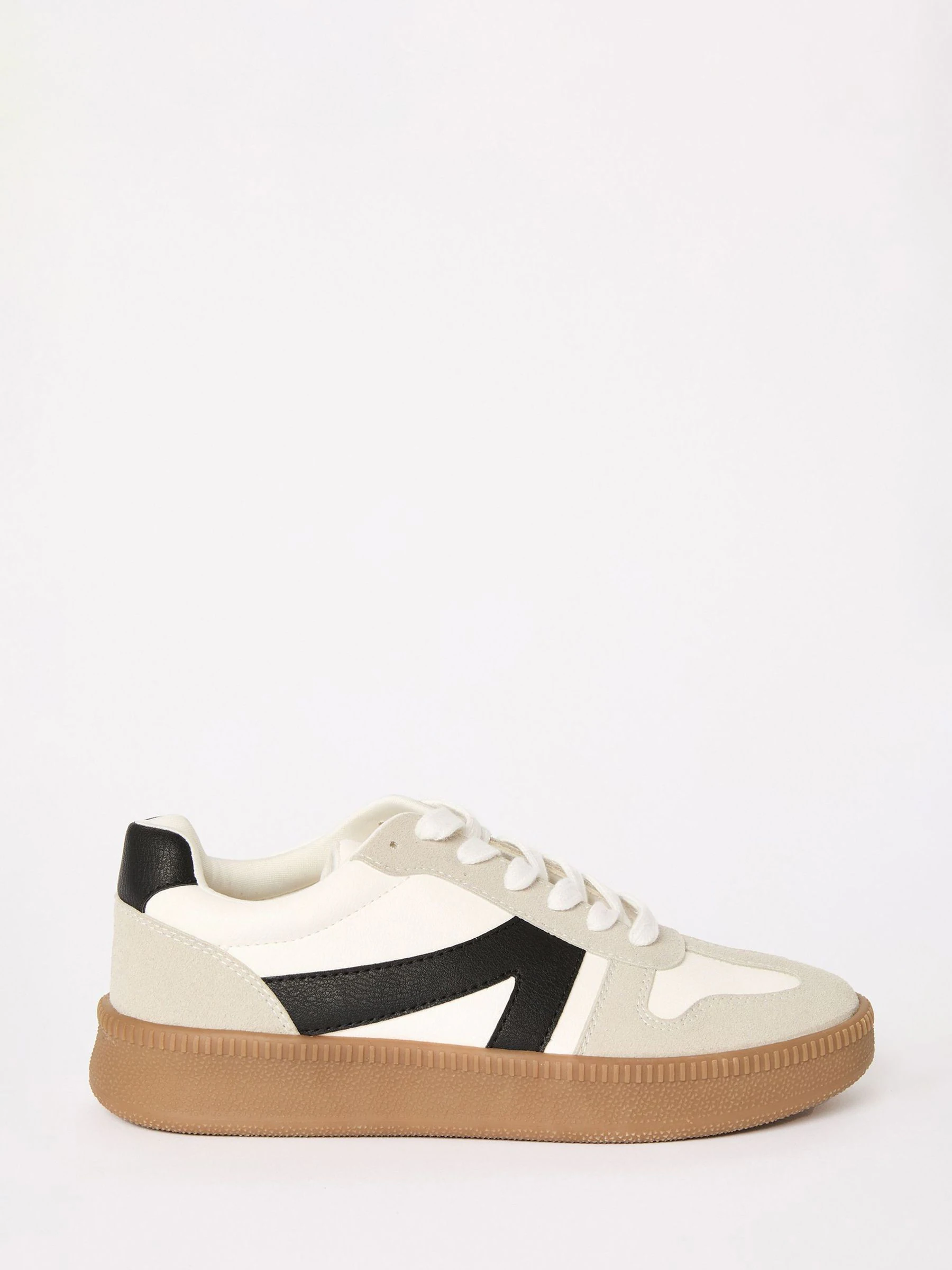 Wit en zwart - Friends Like These retro sportschoenen met veters en rubberen zool