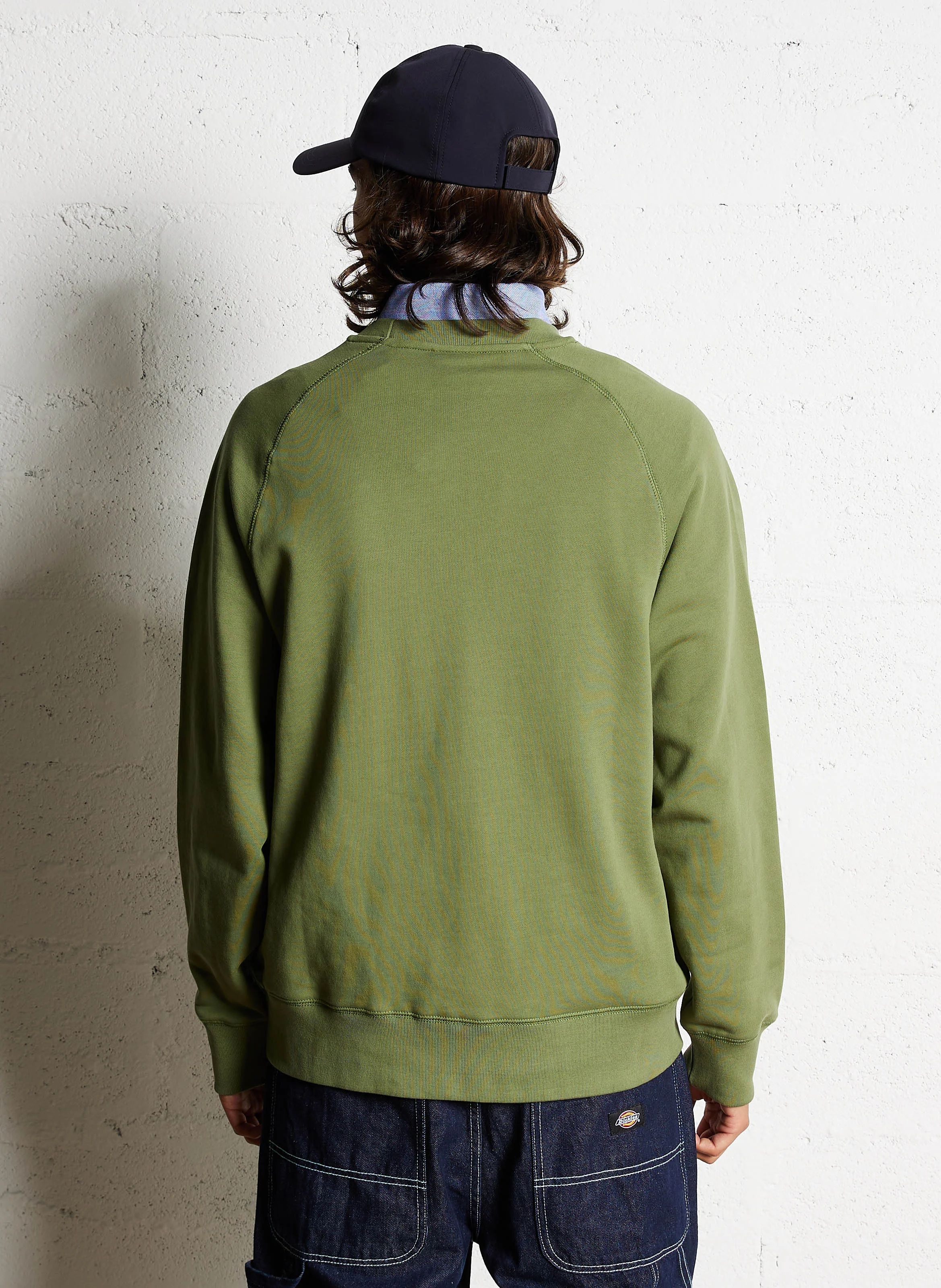Sweat col rond en coton| Vert