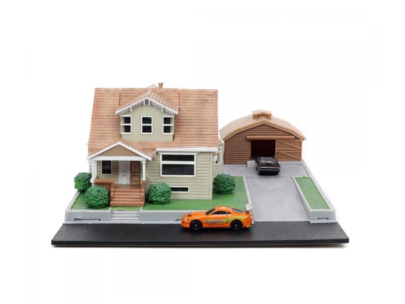 Jada Toys Fast & Furious Diorama Dom's House mit 2 Nano Car Fast & Furious Dom Toretto Haus Diorama mit zwei Modellautos