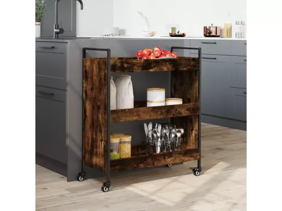 Chariot de cuisine chêne fumé 70x30x82 cm bois d'ingénierie