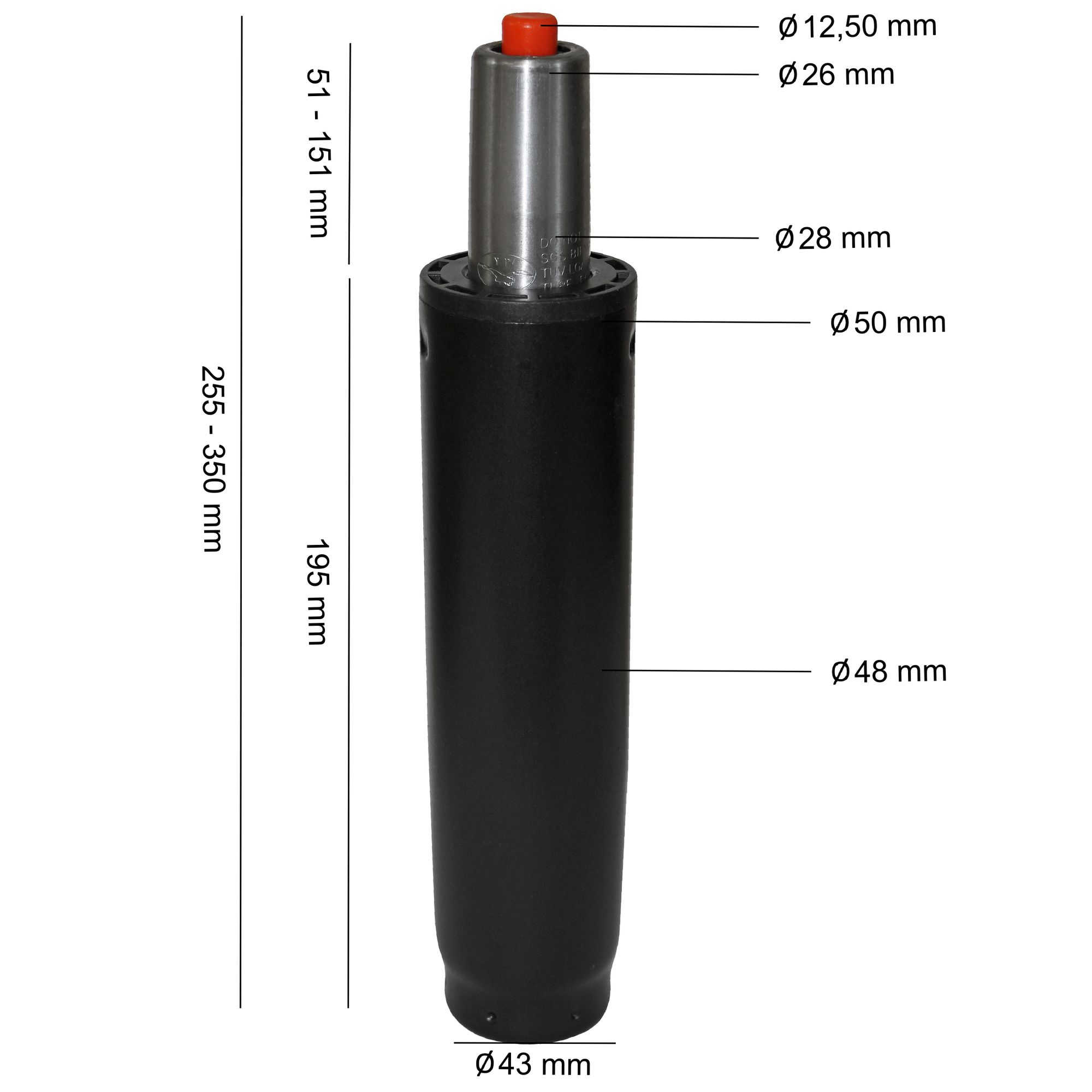 KADIMA DESIGN Bürostuhl Gasdruckfeder: Hochwertiger Gasdämpfer, Tiefenfederungspuffer, Chromdesign, 180 kg Belastbarkeit.