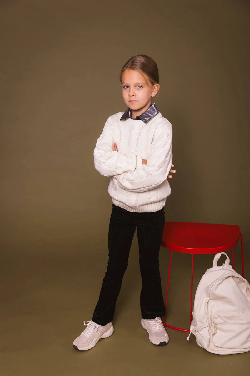 Quapi gemêleerde regular fit broek DYLENA zwart/zilver