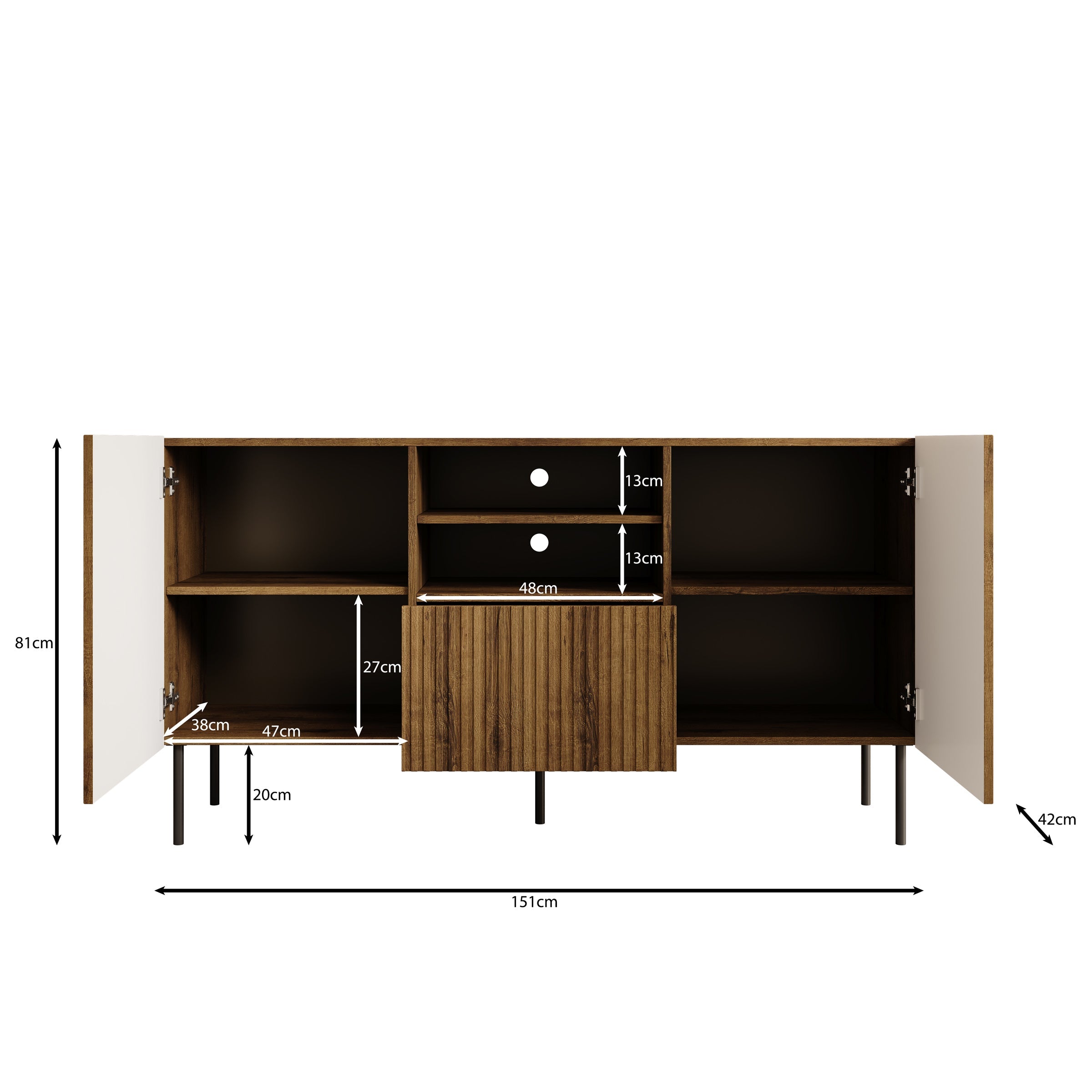 Meubella - Dressoir Tartagal - Donkerbruin eiken - 150 cm