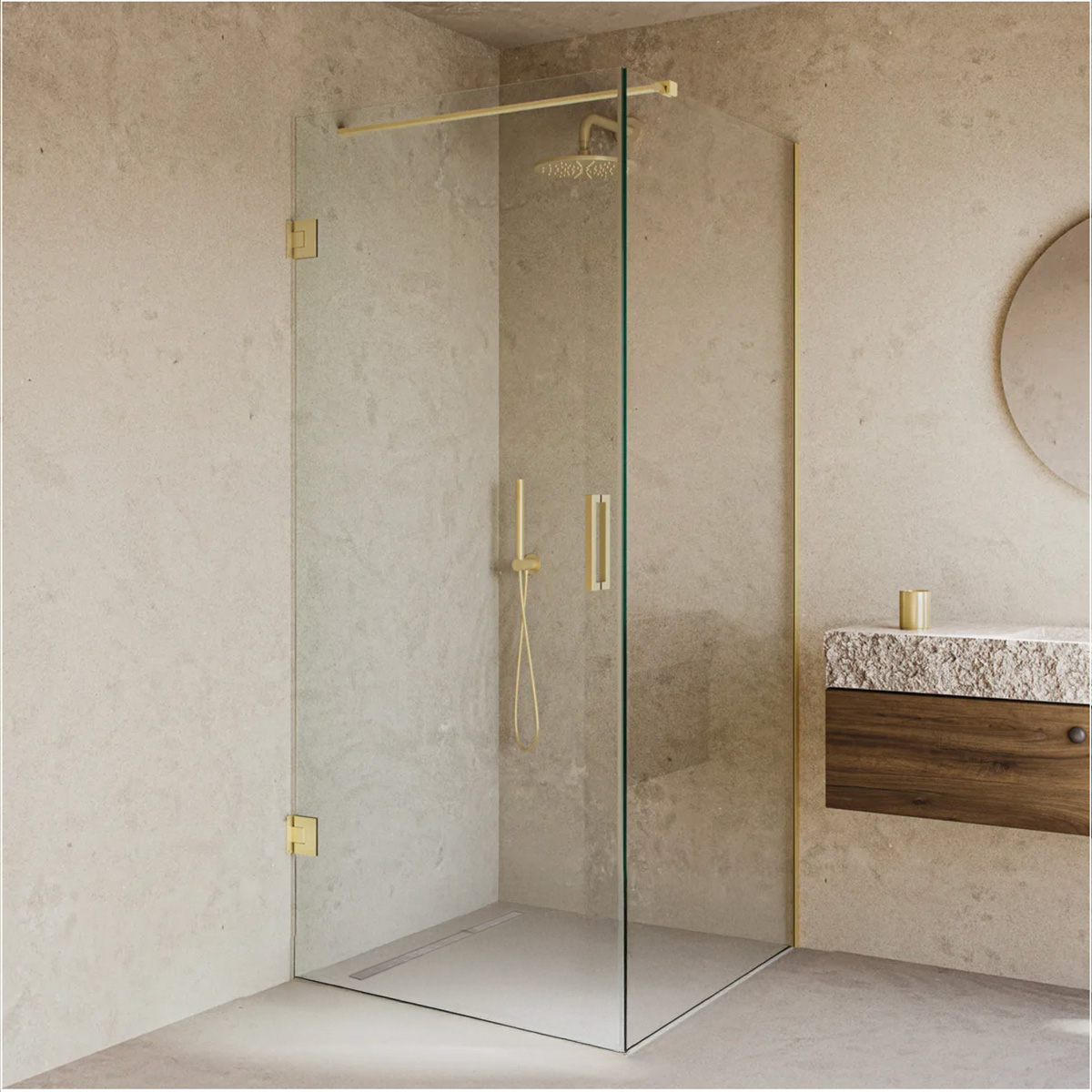 Saniclear Modern Brass douchecabine 80x70 met 70cm deur geborsteld messing