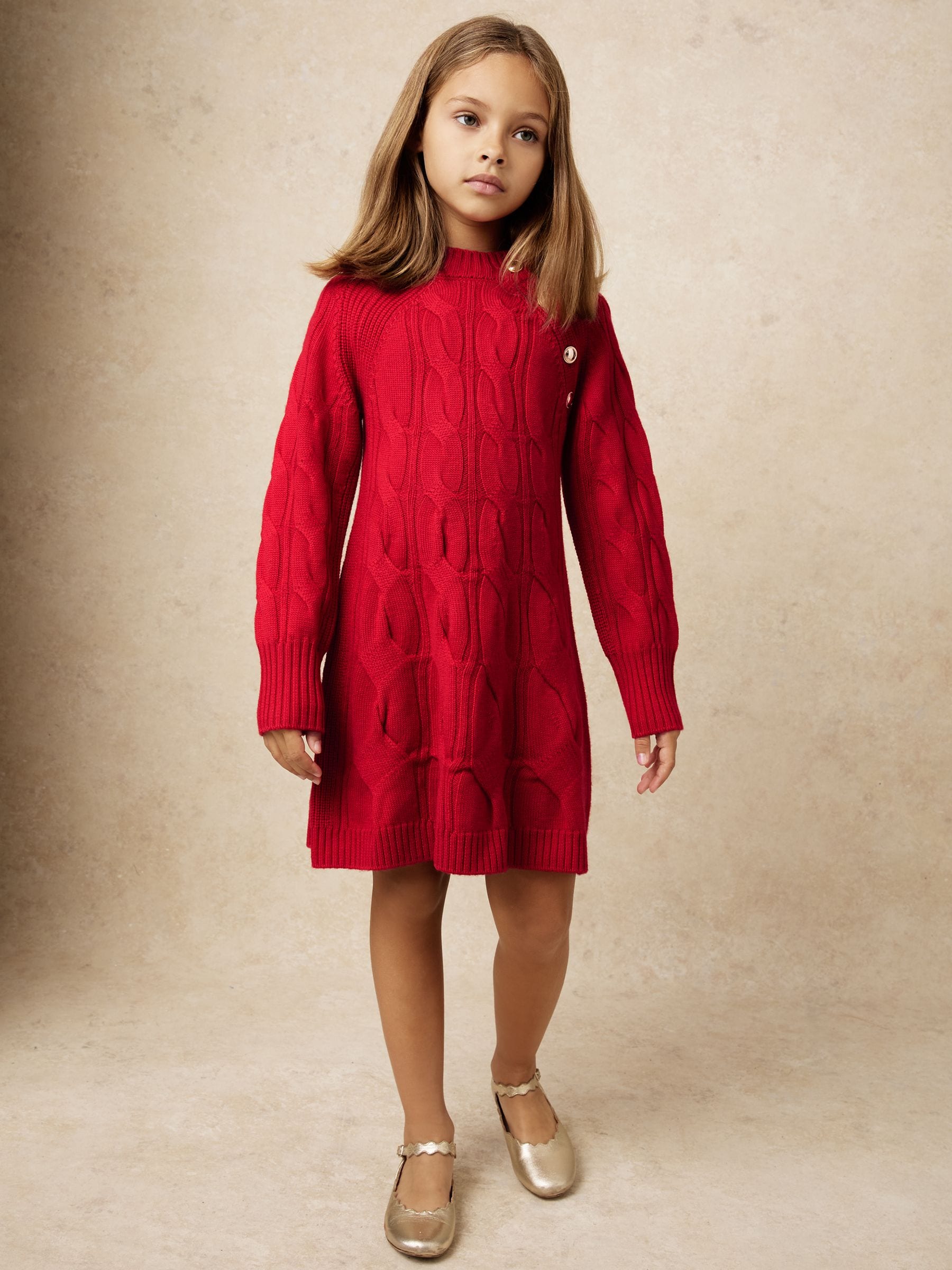 Reiss Harper Wool Cable-Knit Dress