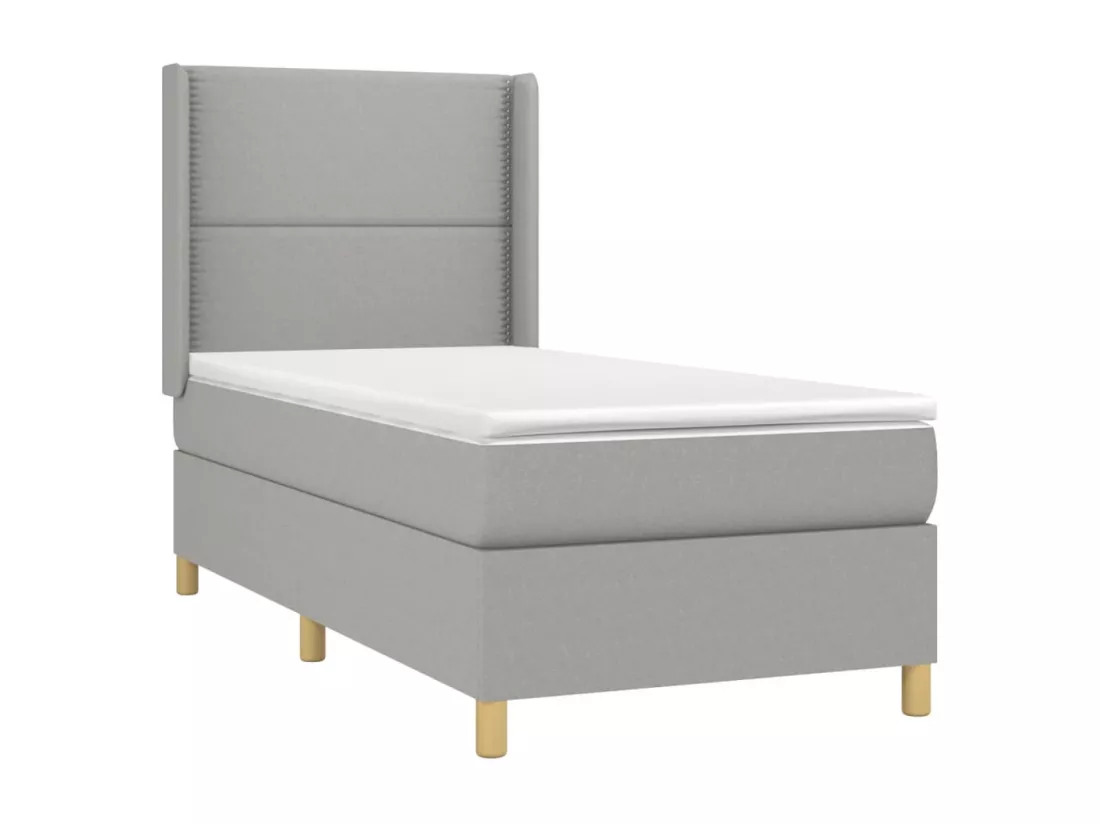 Sommier tapissier avec matelas et LED Gris clair 90x190cm Tissu