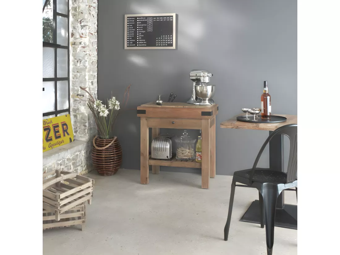 Meuble bas cuisine en bois recyclé Garance