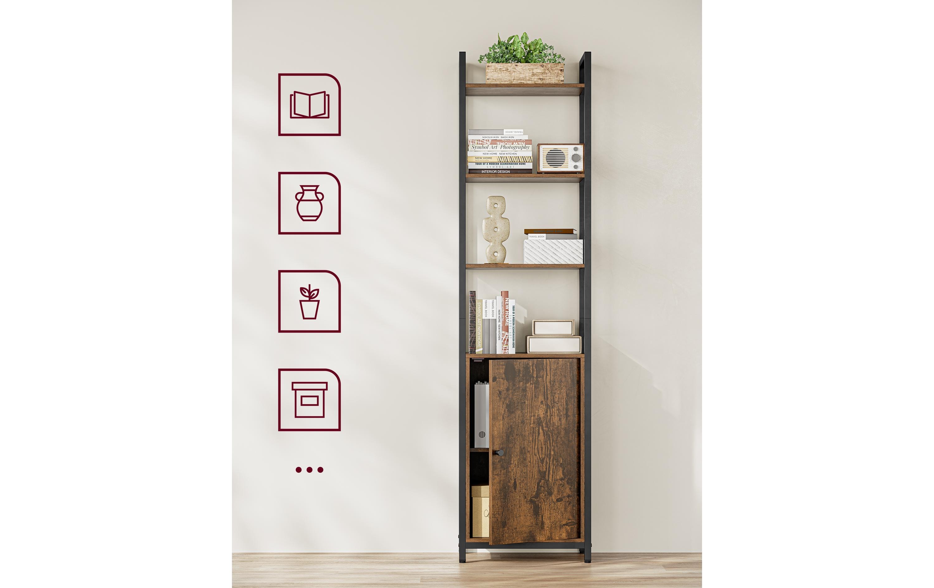 Regal mit 4 Ablagen 40 cm x 159.5 cm, Braun/SchwarzBücherregal
