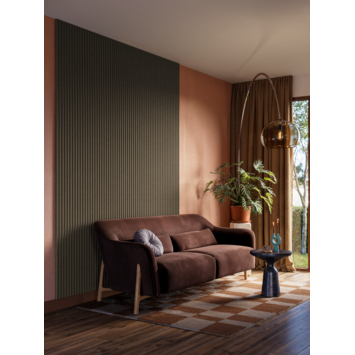 Kleurstaal lattenwand Decowall Acoustic Curve salie 30x25cm