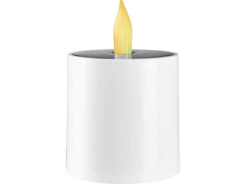 Star Trading LED-Kerze Solar Saul, Ø 7.3 x 11 cm, Weiss Solarbetriebene Kunststoffkerze