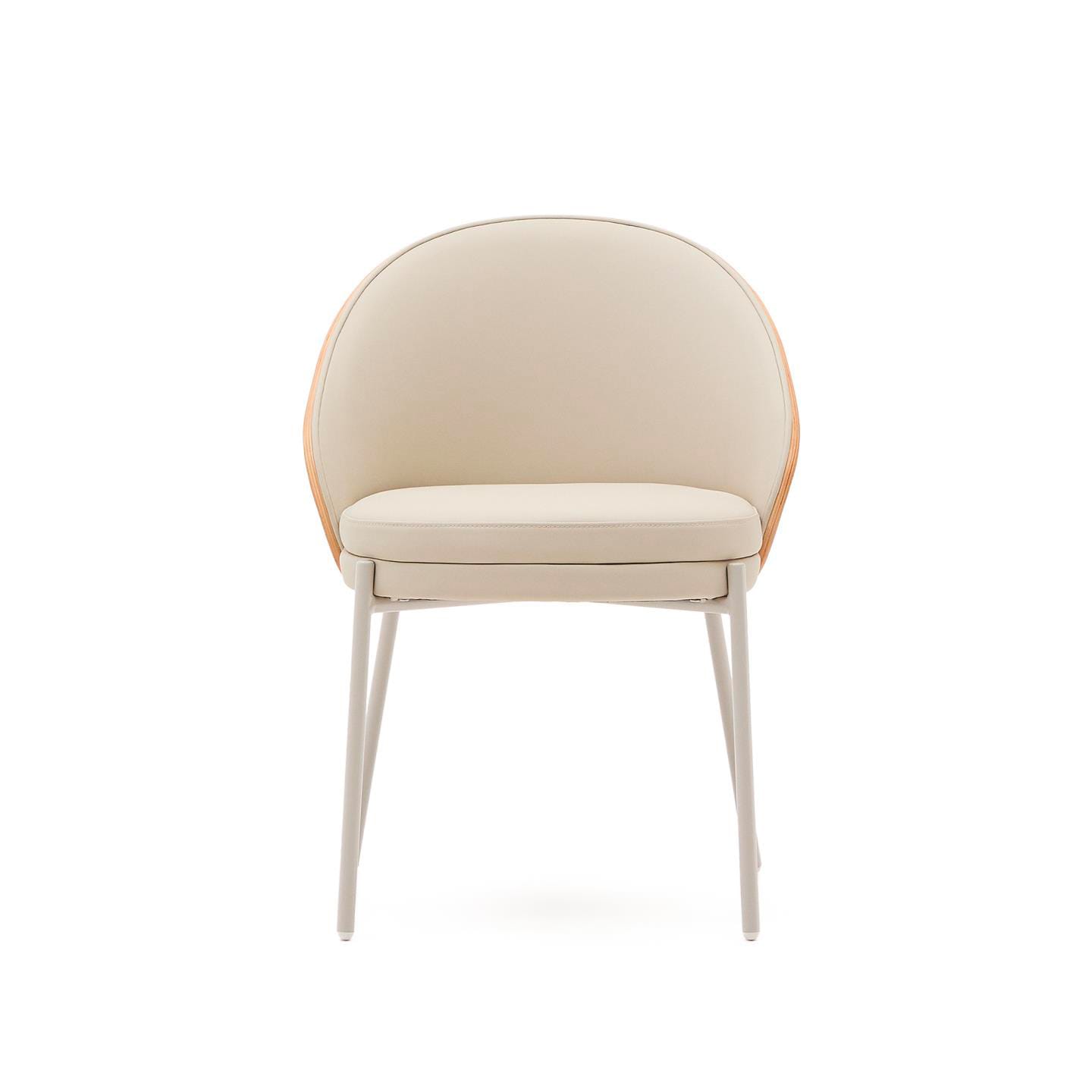 Kave Home Stuhl EAMY Lederlook beige/braun/beige