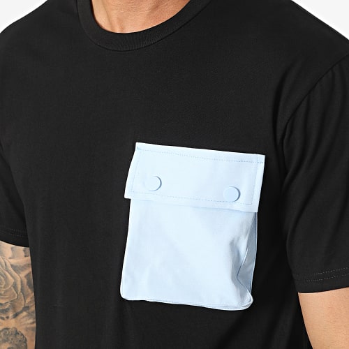 Tee Shirt Poche T8815 Noir Bleu Clair