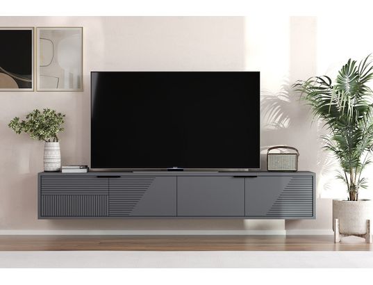 CONCEPT1 - Meuble TV Parla anthracite 180 x 30 x h30 cm