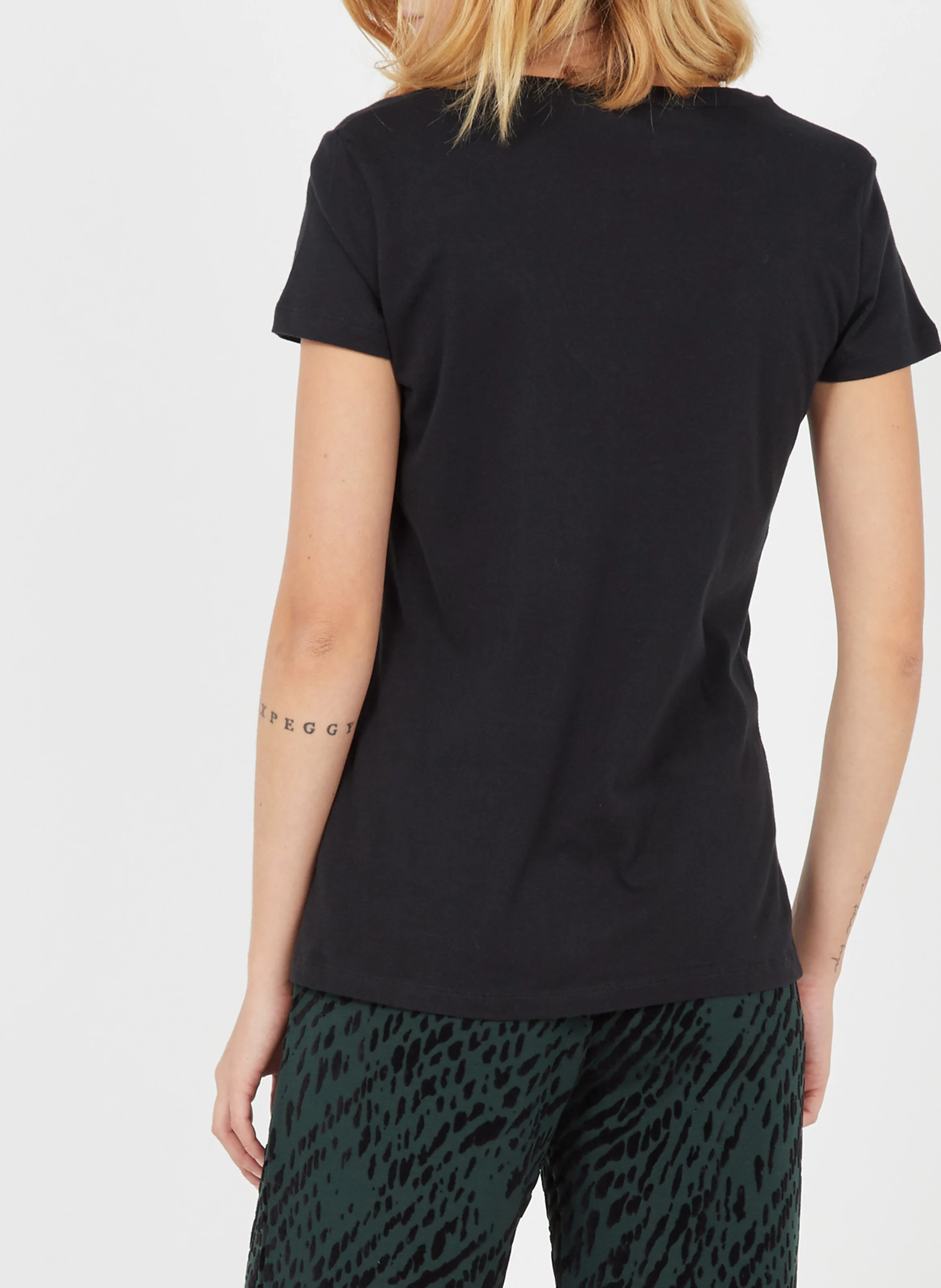 Tee-shirt col V en coton | Noir