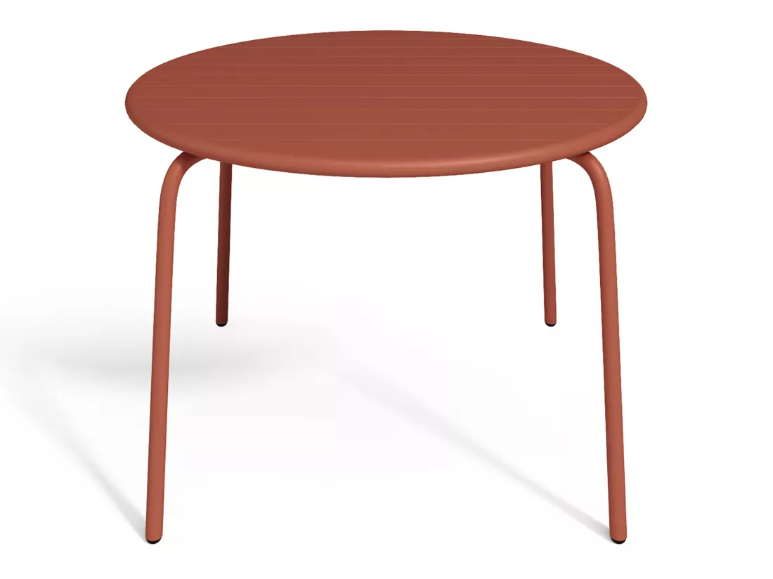 Salle à manger de jardin en métal - une table D.110 cm et 4 chaises empilables - Terracotta - MIRMANDE de MYLIA