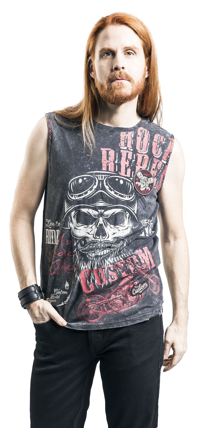 Washed Tank with Print | Rock Rebel by EMP Débardeur