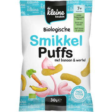De Kleine Keuken Biologische Smikkel Puffs met Banaan & Wortel 7+ Maanden 30 g