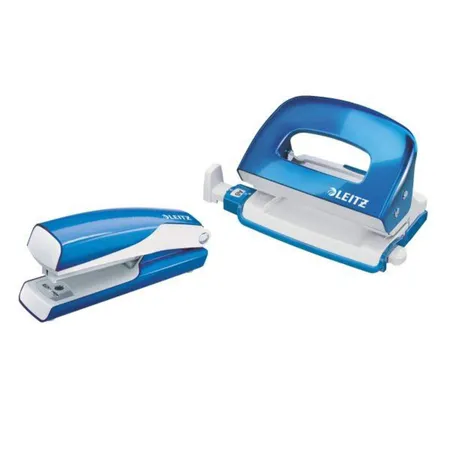 Leitz Set Locher und Heftgerät Mini NeXXt WOW blau-metallic