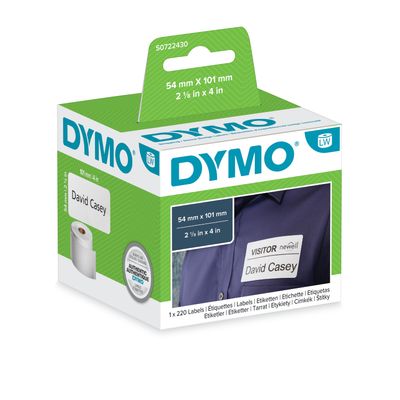 Dymo LabelWriter Shipping - Ruban d'étiquettes auto-adhésives - 1 rouleau de 220 étiquettes (54 x 101 mm) - fond blanc écriture noire