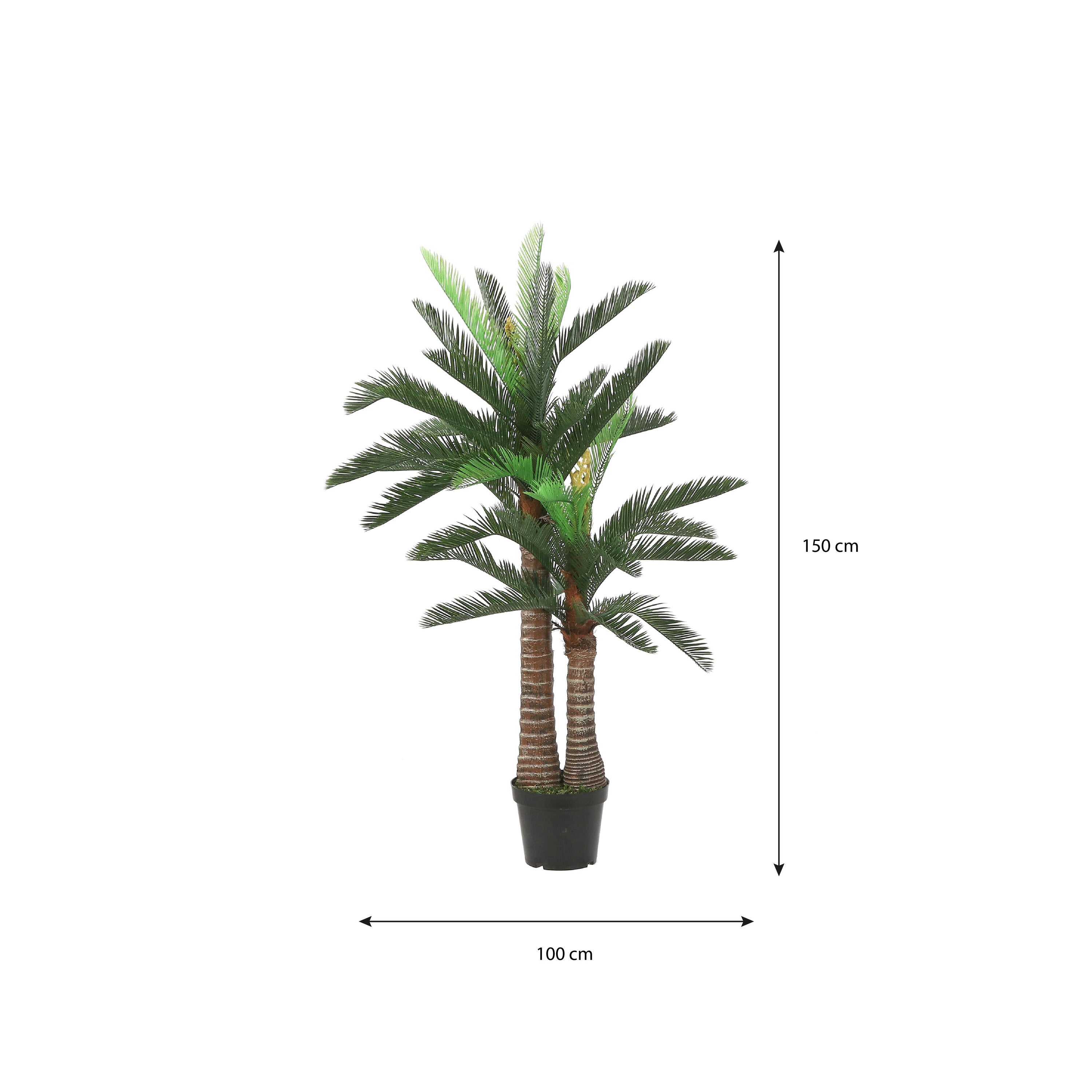 Mica Decorations Cycas palm in plastic pot groen - h150xd100cm