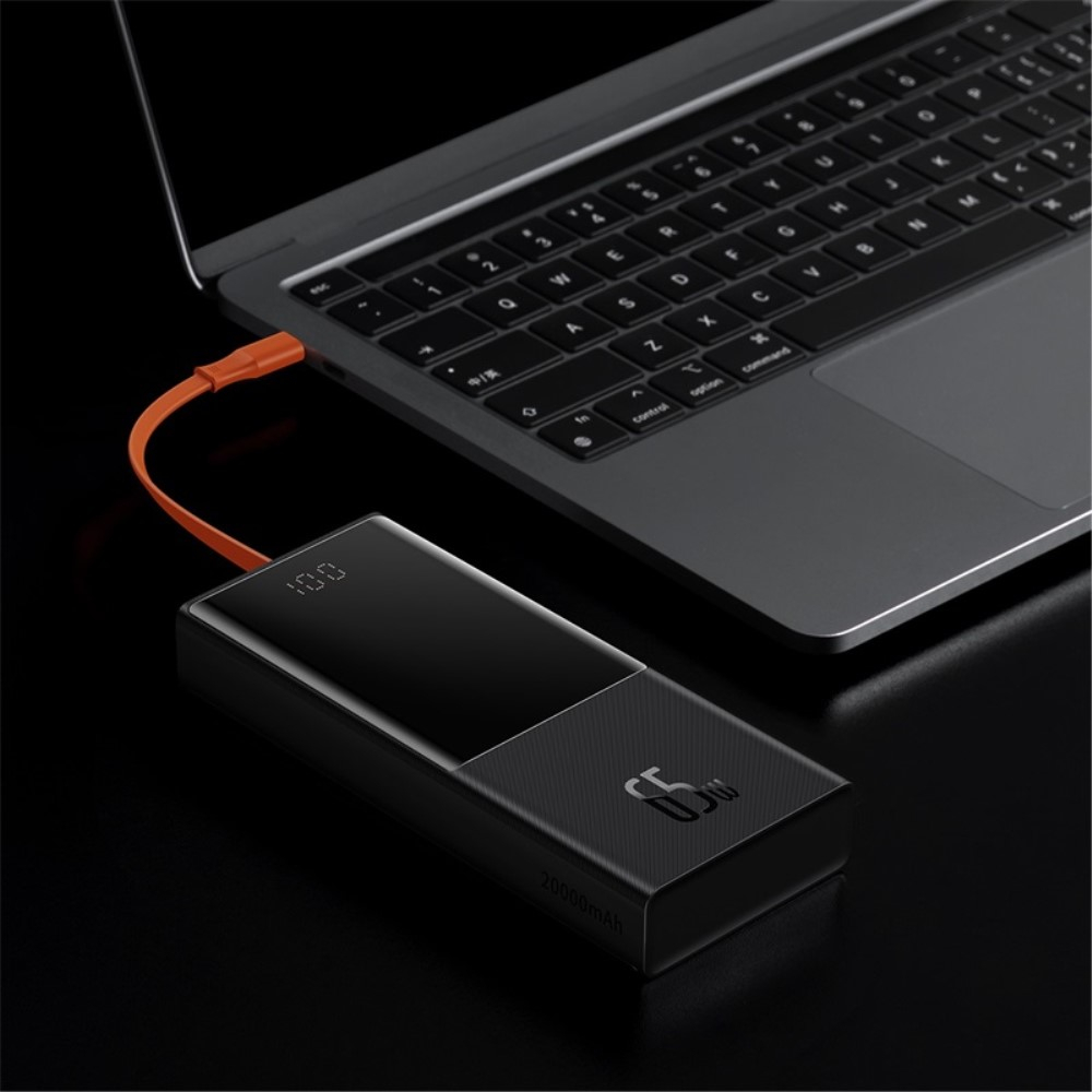 (65W) 20000mAh Dual USB A / USB C Powerbank Ladegerät mit LED Anzeige - Schwarz
