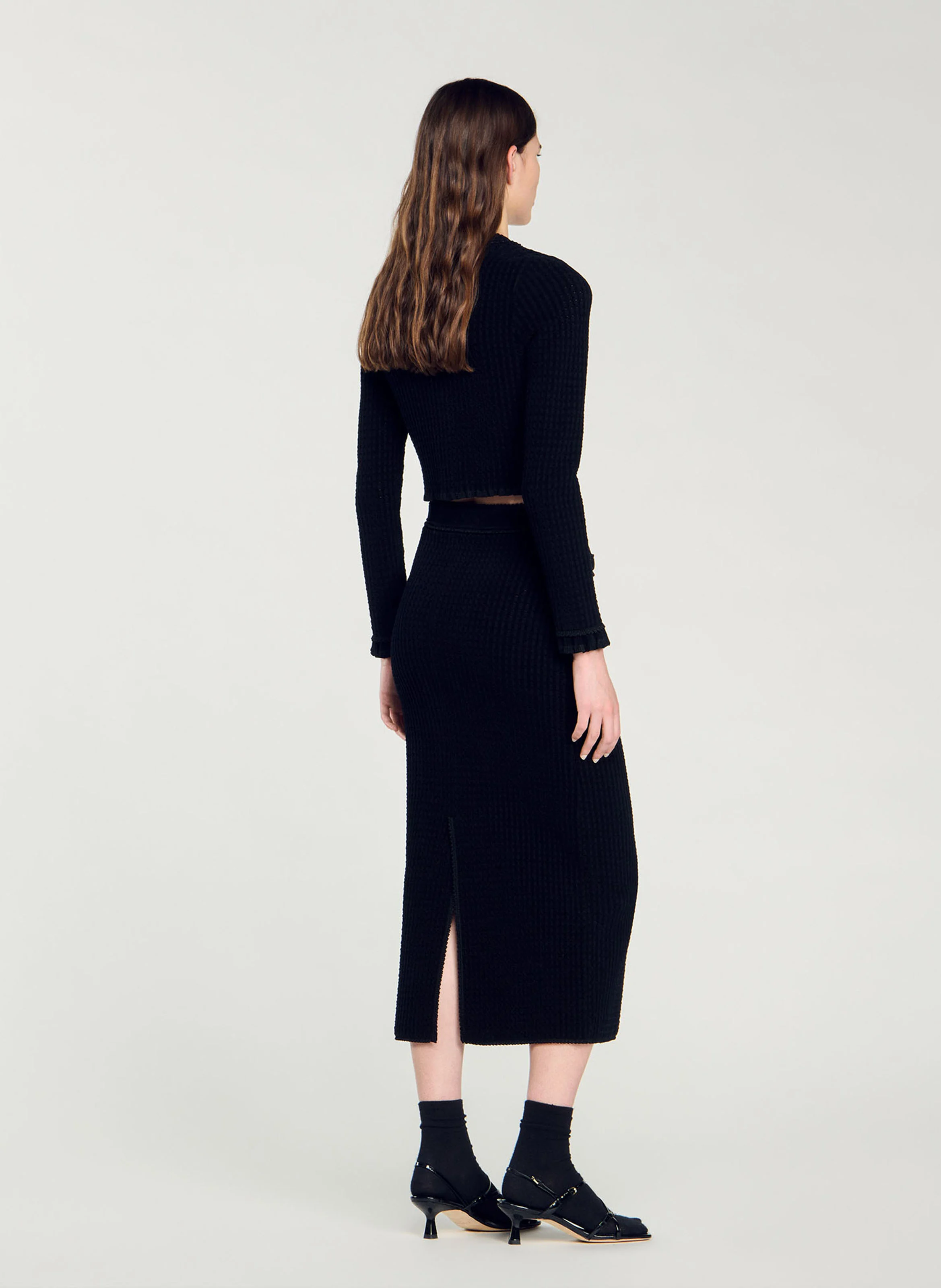Jupe midi droite | Noir
