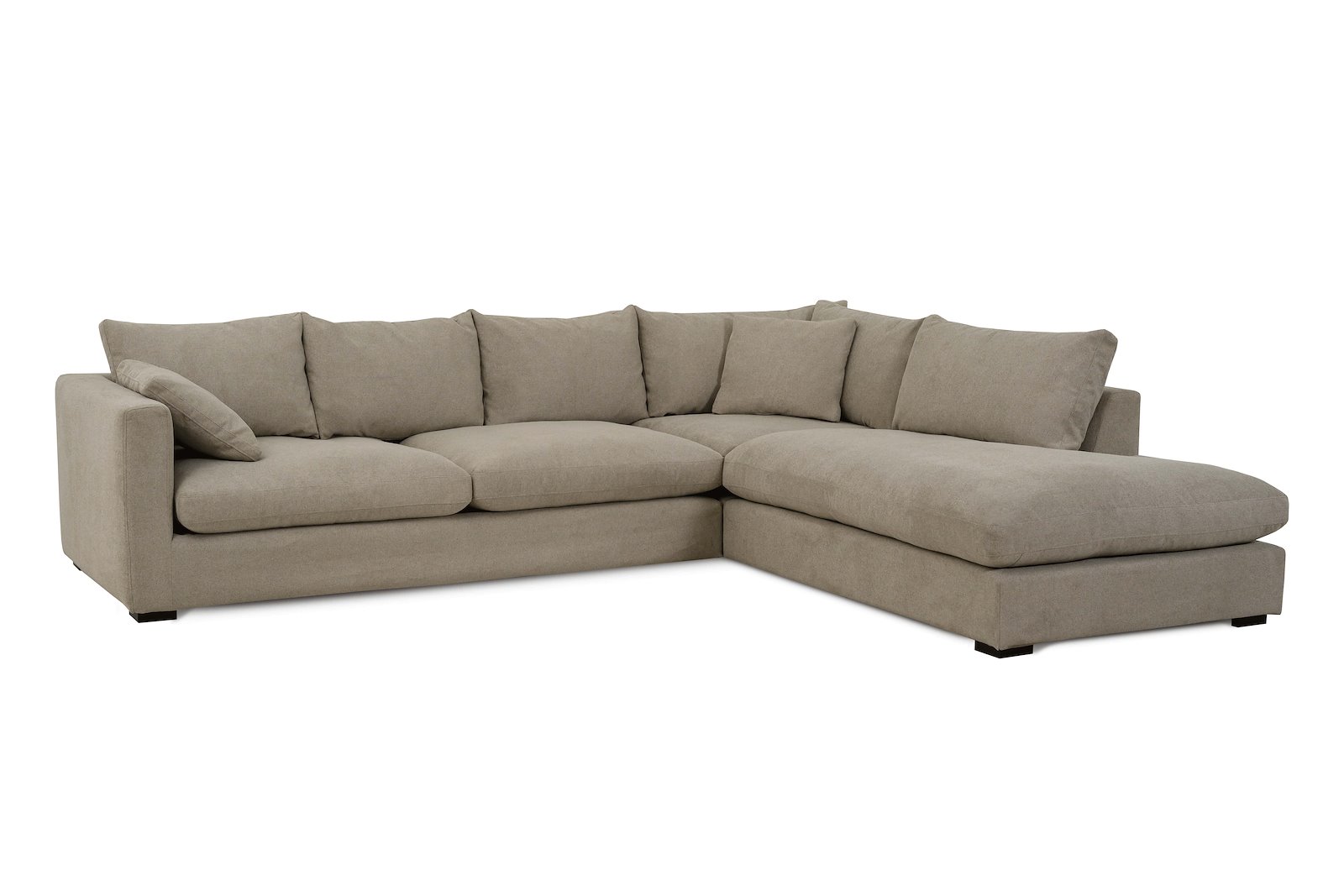 Milano hjørnesofa 2,5 seter med åpen ende høyre. Tekstil Brooklyn 14 Latte