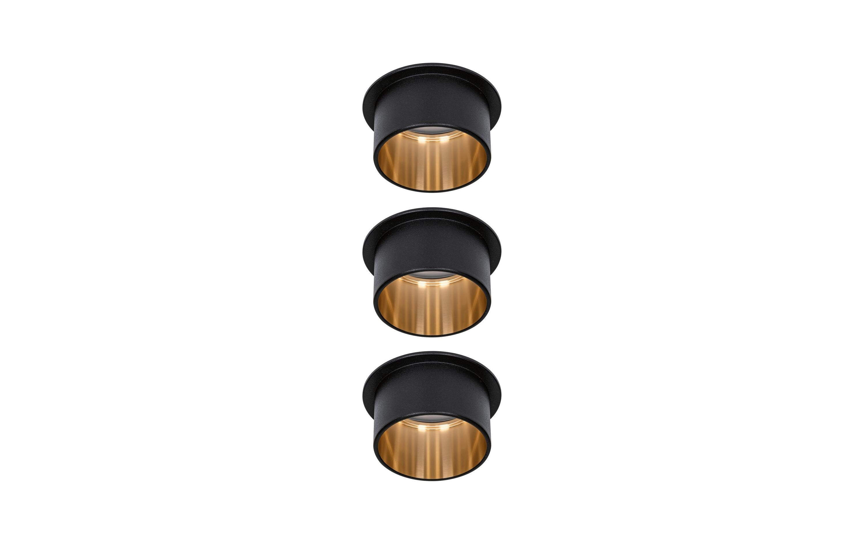Einbauspot LED Gil Coin Set, 3 x 6W, 2700K, Schwarz/GoldEinbauleuchte zur Deckenmontage