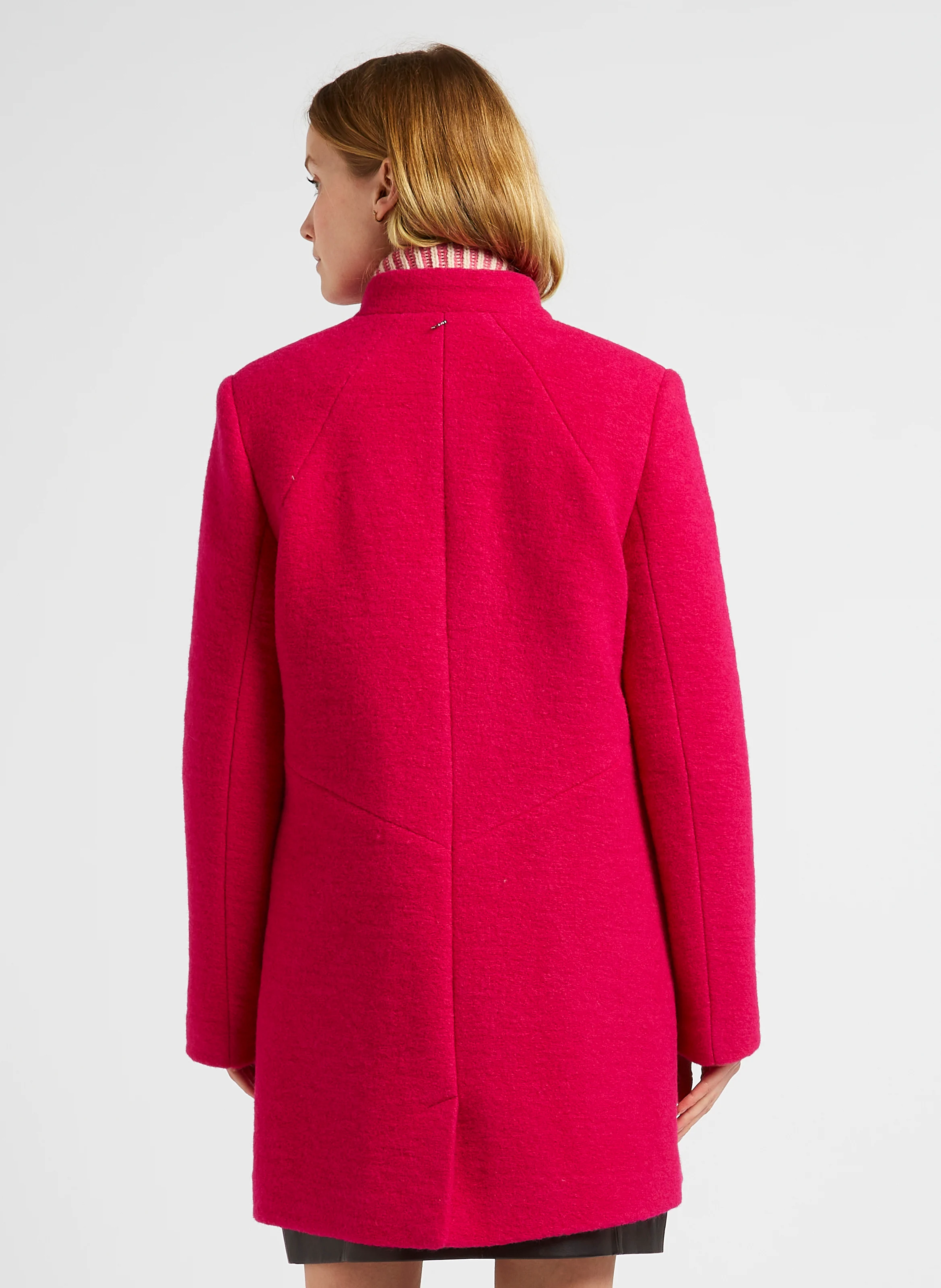 DOFFEN - Manteau ample col montant en laine mélangée | Rose